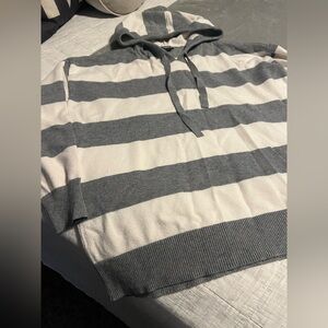 Torrid Gray and Cream Striped Women's Hoodie